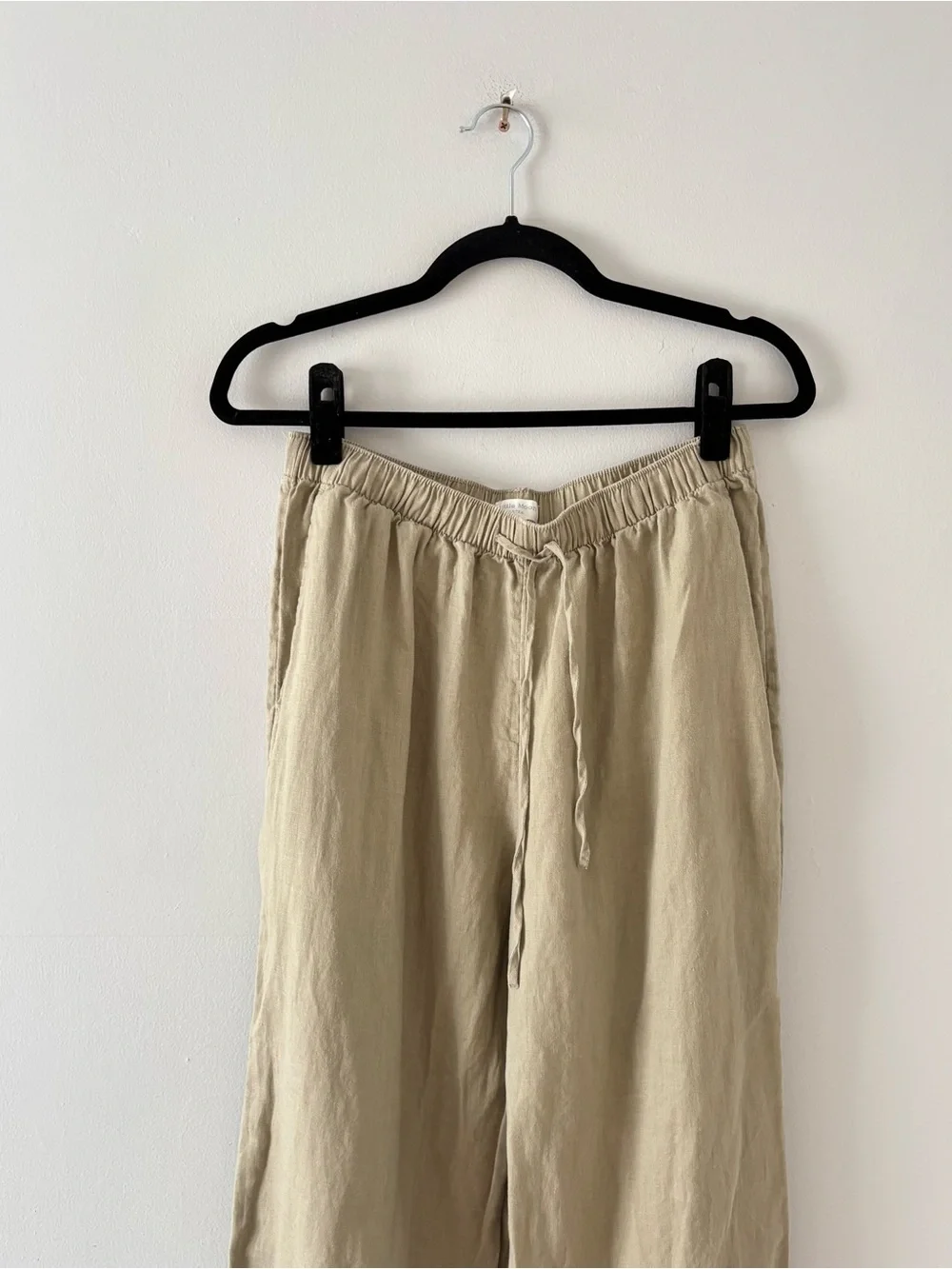 Little Moon Aritzia Sail Linen Pant Martini Olive Wide Leg Bottoms Drawstring